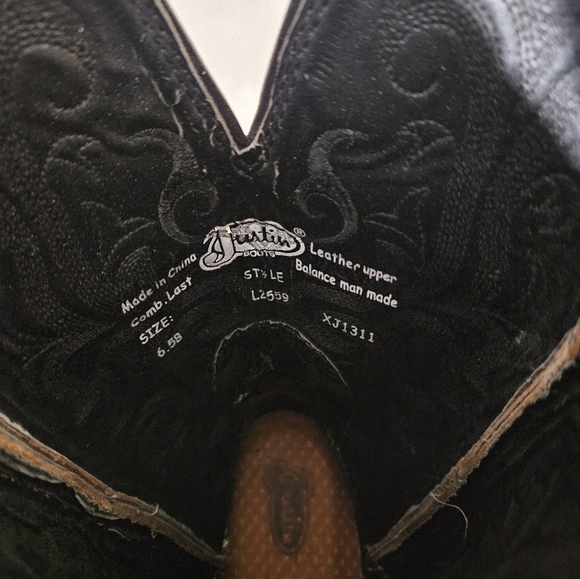 Justin L2559 Ladies Cowgirl Leather Boots Size 6.5 - Picture 9 of 9